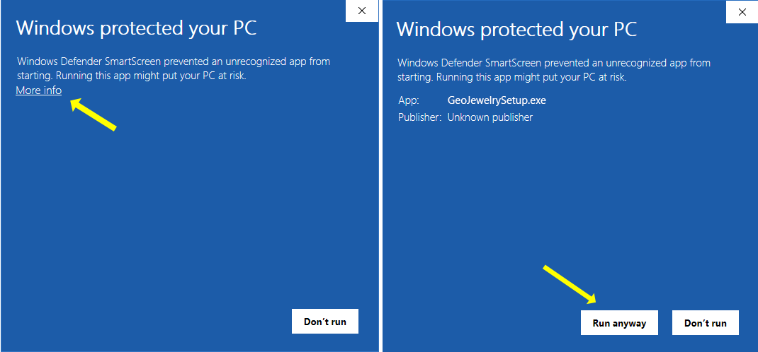 Windows Defender SmartScreen Warning